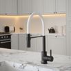The Tap Factory Vibrance Tube Matt Black Mono Pull Out Kitchen Mixer Tap with Ghost White Spout