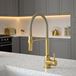 The Tap Factory Vibrance Tube Brushed Brass Mono Pull Out Kitchen Mixer Tap with Bone Ivory Spout