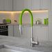 The Tap Factory Vibrance Tube Brushed Nickel Mono Pull Out Kitchen Mixer Tap with Green Tea Spout