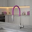 The Tap Factory Vibrance Tube Brushed Nickel Mono Pull Out Kitchen Mixer Tap with Mulberry Wine Spout