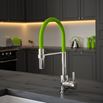 The Tap Factory Vibrance Tube Chrome Mono Pull Out Kitchen Mixer Tap with Green Tea Spout