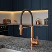 The Tap Factory Vibrance Tube Brushed Copper Mono Pull Out Kitchen Mixer Tap with Blade Grey Spout