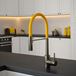 The Tap Factory Vibrance Tube Gunmetal Mono Pull Out Kitchen Mixer Tap with Mustard Pot Spout