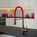 The Tap Factory Vibrance Tube Gunmetal Mono Pull Out Kitchen Mixer Tap with Coloured Spout
