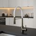 The Tap Factory Vibrance Tube Gunmetal Mono Pull Out Kitchen Mixer Tap with Ghost White Spout