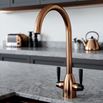 The Tap Factory Vibrance 2 Copper Twin Lever Mono Kitchen Mixer with Black Handles