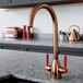 The Tap Factory Vibrance 2 Copper Twin Lever Mono Kitchen Mixer with Post Box Red Handles