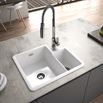 Thomas Denby Metro 1.3 Bowl Inset or Undermount Gloss White Ceramic Kitchen Sink - 595 x 520mm
