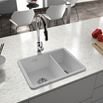 Thomas Denby Metro 1.5 Bowl Inset or Undermount Matt Sea Mist Ceramic Kitchen Sink with Left Hand Main Bowl - 595 x 460mm