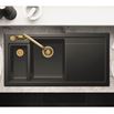 Thomas Denby Lydian Chef 1.5 Bowl Black Satin Ceramic Kitchen Sink & Presto Automatic Waste - 1000 x 510mm