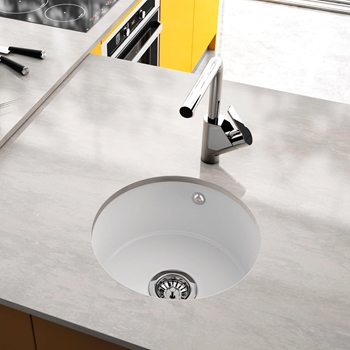 Thomas Denby Metro Round 1 Bowl Inset or Undermount Ceramic Kitchen Sink - 445 x 445mm
