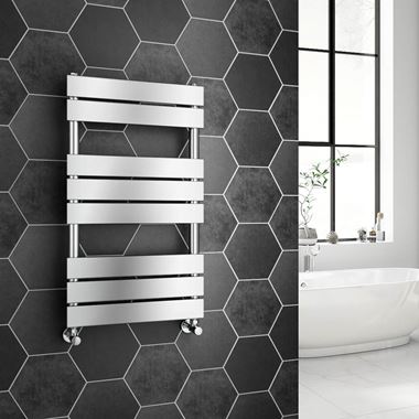 Brenton Avezzano Chrome Flat Panel Heated Towel Rail - 800 x 450mm