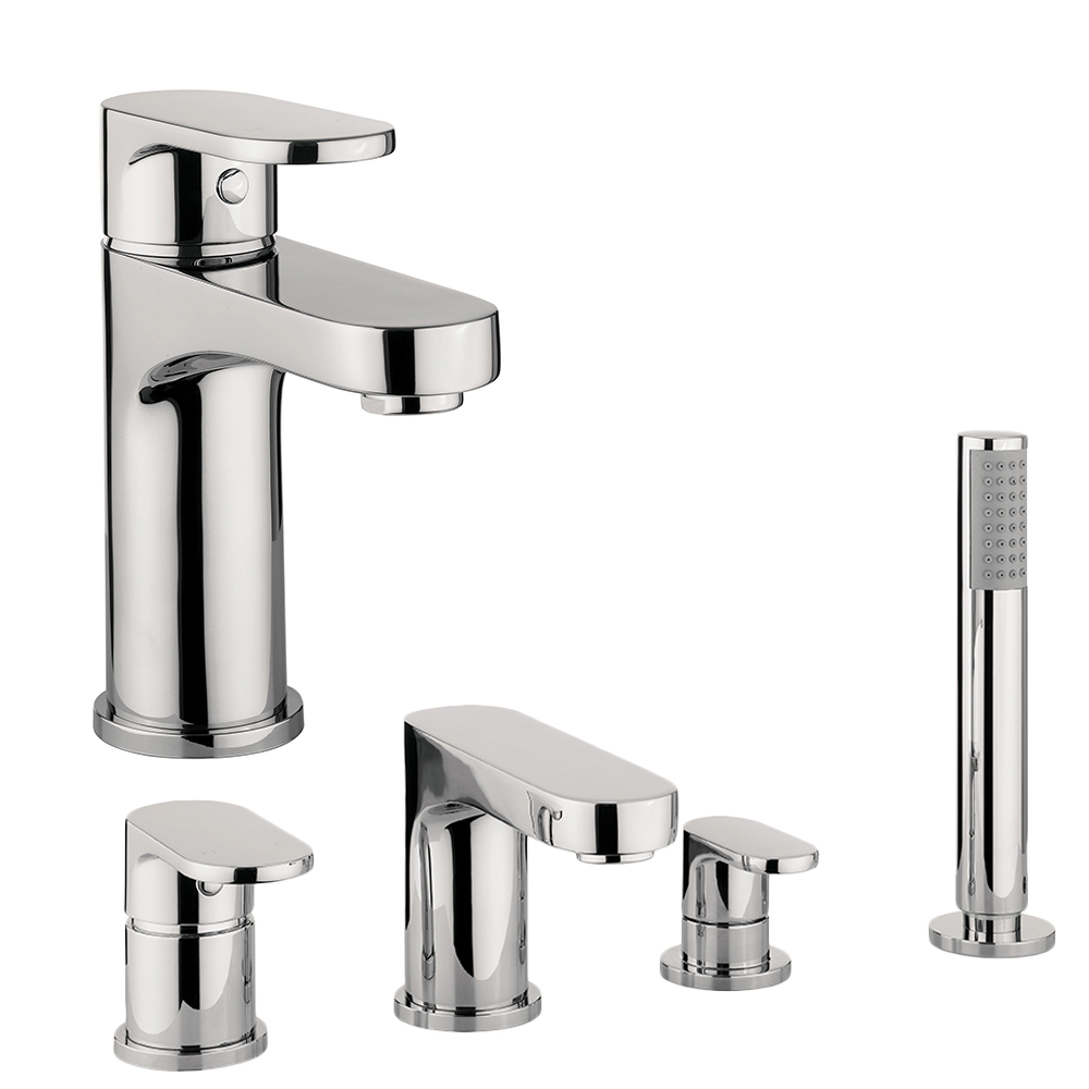 THERMOSTATIC BATH SHOWER MIXER CHROME TAPS AND KIT BASIN MIXER WITH WASTE PACK