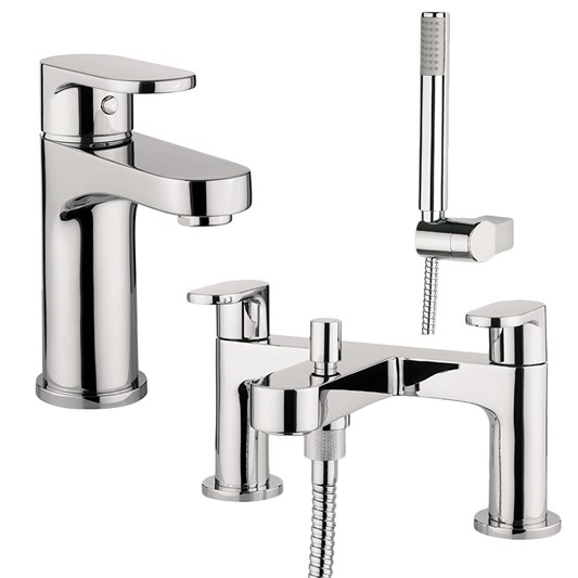 Proflow Track Basin Mixer with Clicker Waste & Bath Shower Mixer Value Pack