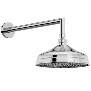 Butler & Rose Elizabeth 210mm Traditional Easy Clean Fixed Shower Head & Angular Wall Arm