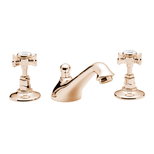 Tre Mercati Imperial 3 Hole Basin Mixer with Pop-Up Waste - Antique Gold