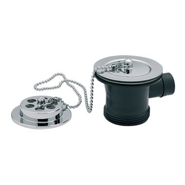 Tre Mercati Bath Waste & Overflow, Brass Flange With Solid Plug & Ball Chain