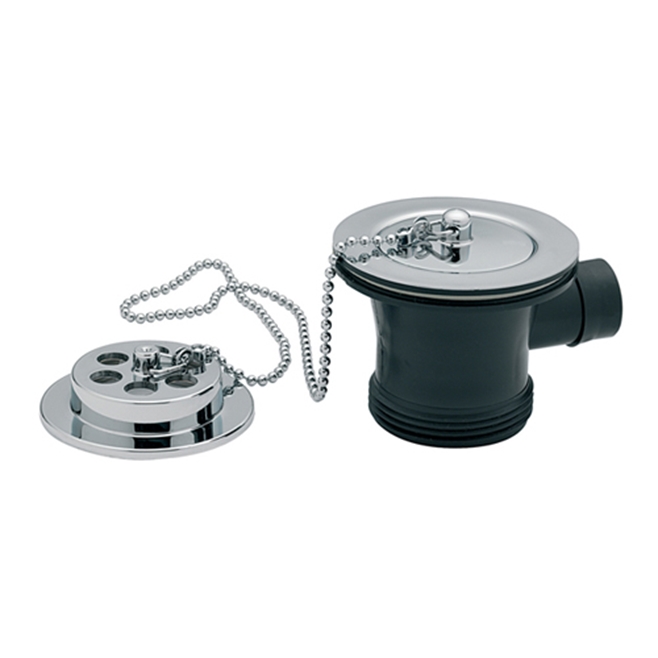 Tre Mercati Slotted Bath Waste with Overflow, Brass Flange With Solid Plug & Ball Chain