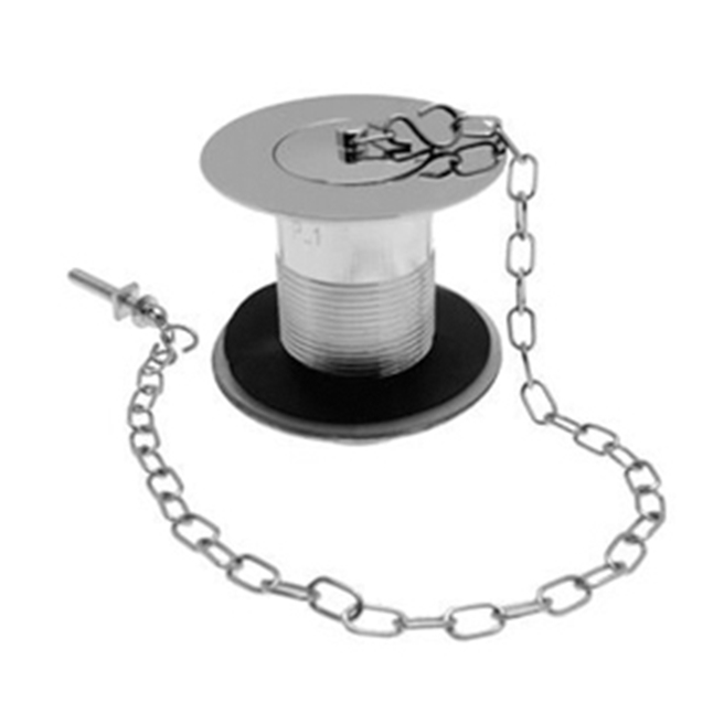 Tre Mercati 1.5" Brass Belfast Unslotted Sink Waste With 15" Oval Link Chain & Solid Plug - Chrome
