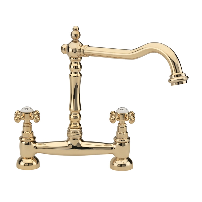 Tre Mercati French Classic Traditional Bridge Sink Mixer - Polished Brass