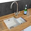 Reginox Tuscany 1.5 Bowl Undermount Ceramic Sink & Waste Kit and Vellamo Caspian Dual Lever Mono Kitchen Mixer