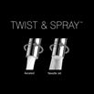 Clearwater Topaz Twin Lever Mono Kitchen Mixer with 'Twist & Spray' Spout and Knurled Handles - Brushed Nickel