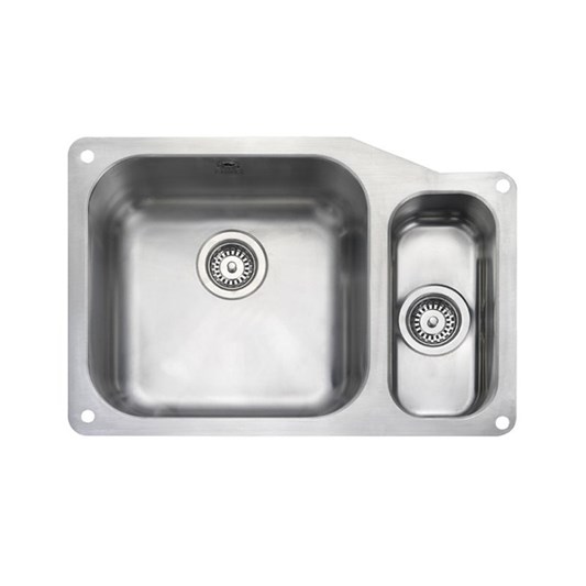 Rangemaster Atlantic Classic 1.5 Bowl Stainless Steel Undermount Sink & Waste Kit with Right Hand Small Bowl - 671 x 460mm