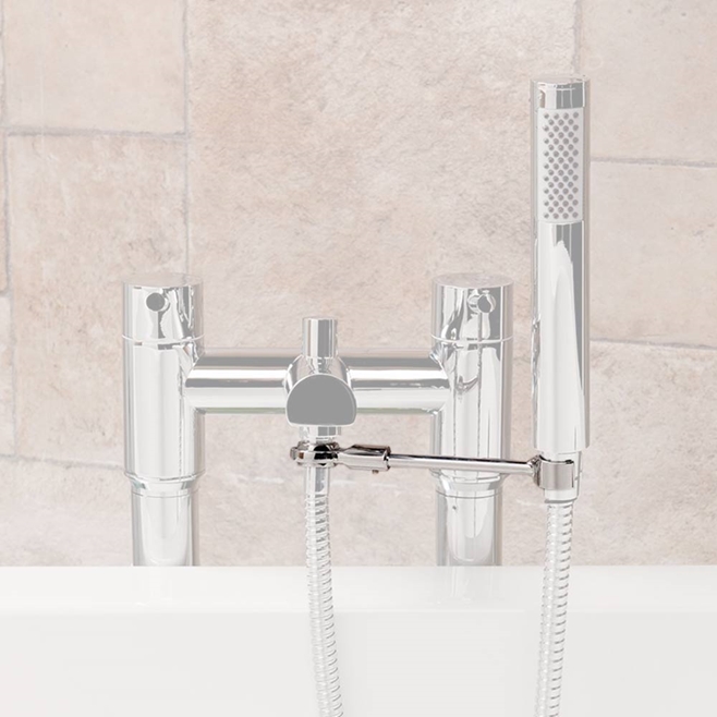 Universal Tap-Mounted Shower Handset Holder for Bath Shower Mixer Taps - Round