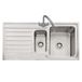 Caple Vanga 1.5 Bowl Satin Stainless Steel Sink & Waste Kit with Left Hand Drainer - 1000 x 500mm