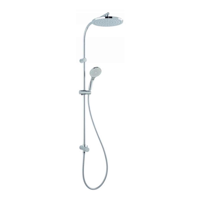 Vado Rigid Riser with Round Overhead Shower, Handset, Integral Outlet & Diverter
