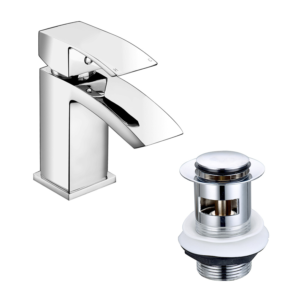 Diamond Mini Bathroom Cloakroom Sink Vanity Basin Monobloc Mixer Tap Click Waste 