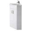 Vellamo Alpine 2 Door Corner Cabinet Vanity Unit & Ceramic Basin - Gloss White