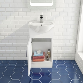 Vellamo Alpine 950mm 1 Door Combination Basin & Toilet Suite - Gloss White
