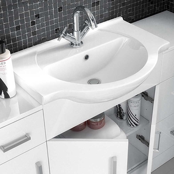 Vellamo Alpine 550mm Floorstanding Vanity Unit & Basin - Gloss White
