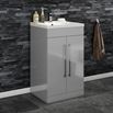 Vellamo Aspire 500mm Floorstanding 2 Door Vanity Unit & Thin Ceramic Basin - Gloss Grey
