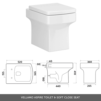 Vellamo Aspire 1100mm 2 Drawer Combined Basin & Toilet Unit - Black Ash