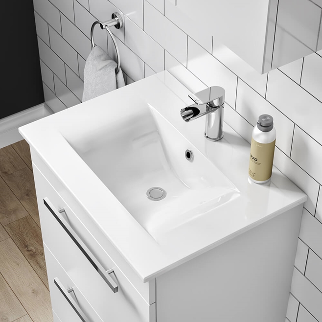Vellamo Aspire 1100mm 2 Door Combination Basin & Toilet Unit - Gloss White