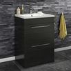 Vellamo Aspire 600mm Floorstanding 2 Drawer Vanity Unit & Polymarble Basin - Black Ash