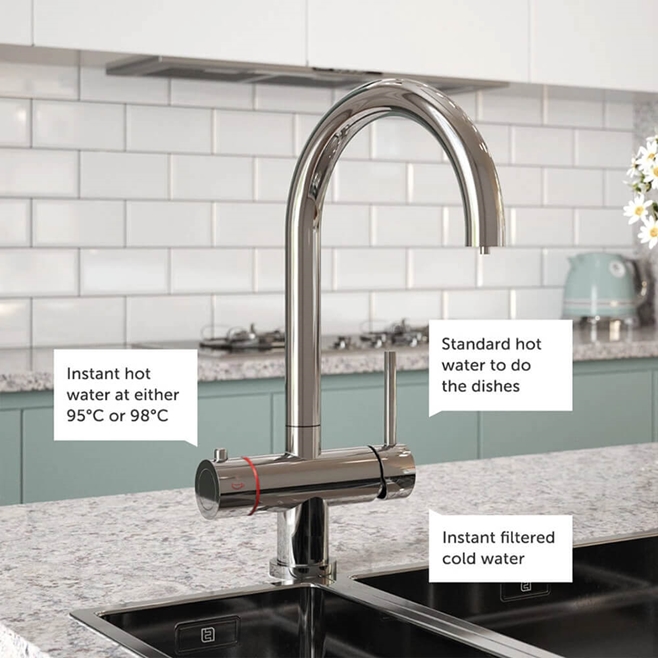 Vellamo Cappa Chrome Filtered Cold & Instant Boiling Water Tap with WRAS-Approved Boiler & Filter