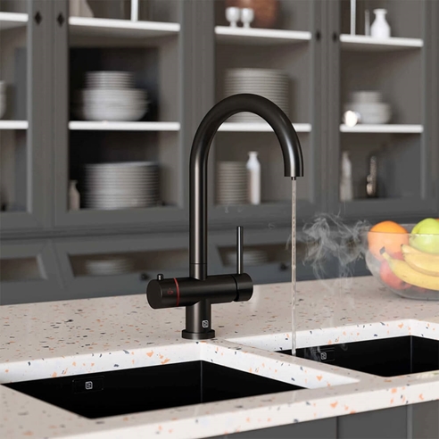 Vellamo Cappa Matt Black Filtered Cold & Instant Boiling Water Tap with WRAS-Approved Boiler & Filter