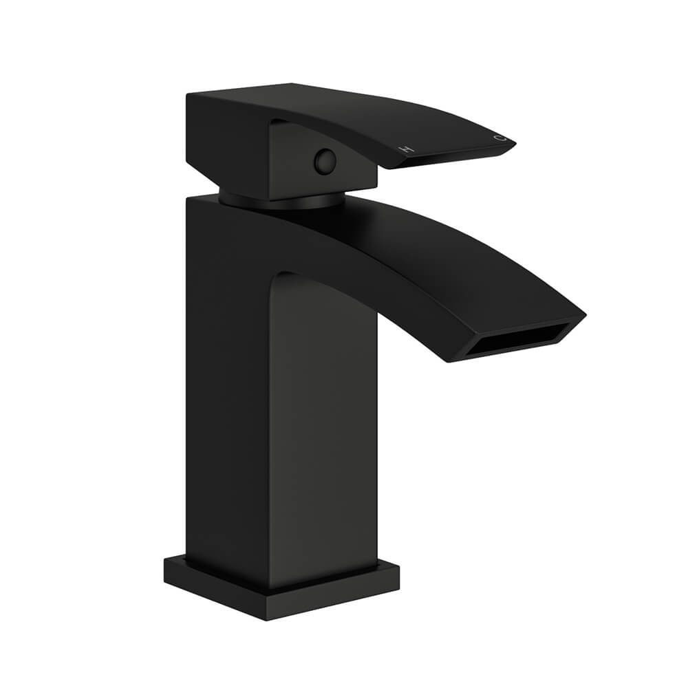 Vellamo City Matt Black Basin Mixer Tap & Waste Tap Warehouse