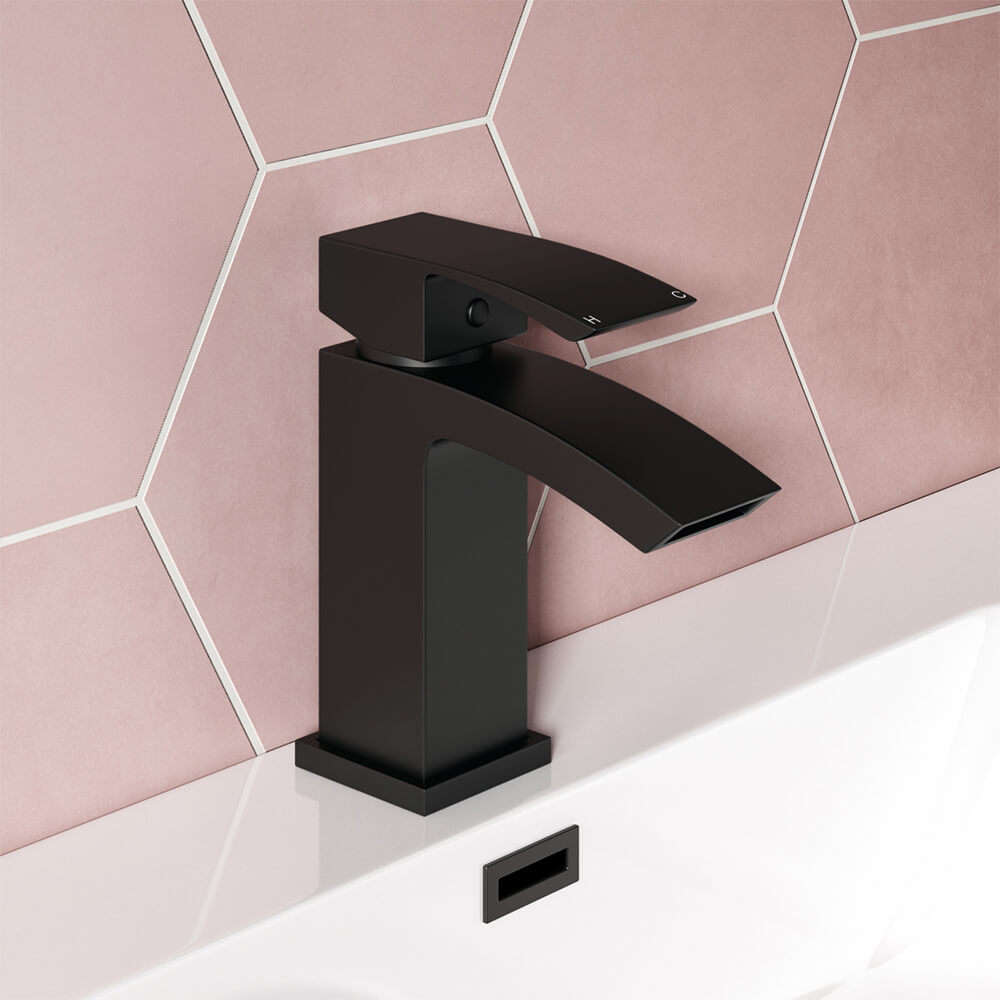 Vellamo City Matt Black Basin Mixer Tap & Waste Tap Warehouse