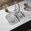 Vellamo Classic 1.5 Bowl Undermount Stainless Steel Kitchen Sink & Waste Kit with Reversible Half Bowl - 595 x 460mm