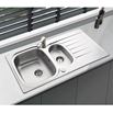 Vellamo Curva 1 Bowl Satin Stainless Steel Kitchen Sink & Waste with Reversible Drainer - 950 x 508mm