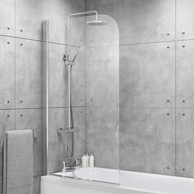 Vellamo Curved Corner Single Hinged Bath Screen - 1400 x 800mm