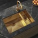 Vellamo Designer 1.5 Bowl Inset/Undermount Brushed Gold Stainless Steel Kitchen Sink & Waste - 670 x 440mm