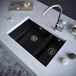 Vellamo Designer 1.5 Bowl Matt Black Comite Composite Inset/Undermount Kitchen Sink & Waste - 670 x 440mm