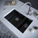 Vellamo Designer 1.5 Bowl Matt Black Comite Composite Undermount Kitchen Sink & Waste - 670 x 440mm
