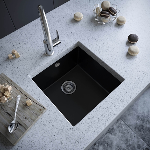 Vellamo Designer 1 Bowl Comite Composite Inset/Undermount Kitchen Sink & Waste - 440 x 440mm