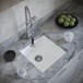 Vellamo Designer 1 Bowl Matt White Comite Composite Undermount Kitchen Sink & Waste - 440 x 440mm